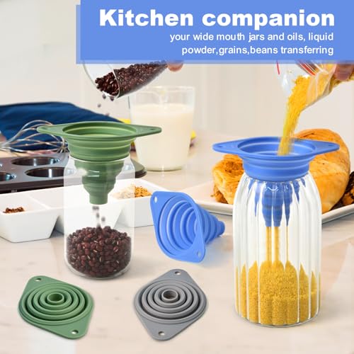 VAYRMEU Kitchen Funnel Set 3 PackFunnels for Kitchen Use Filling BottlesSilicone Funnel CollapsibleSmall Funnels for Filling Small Bottles - Image 3