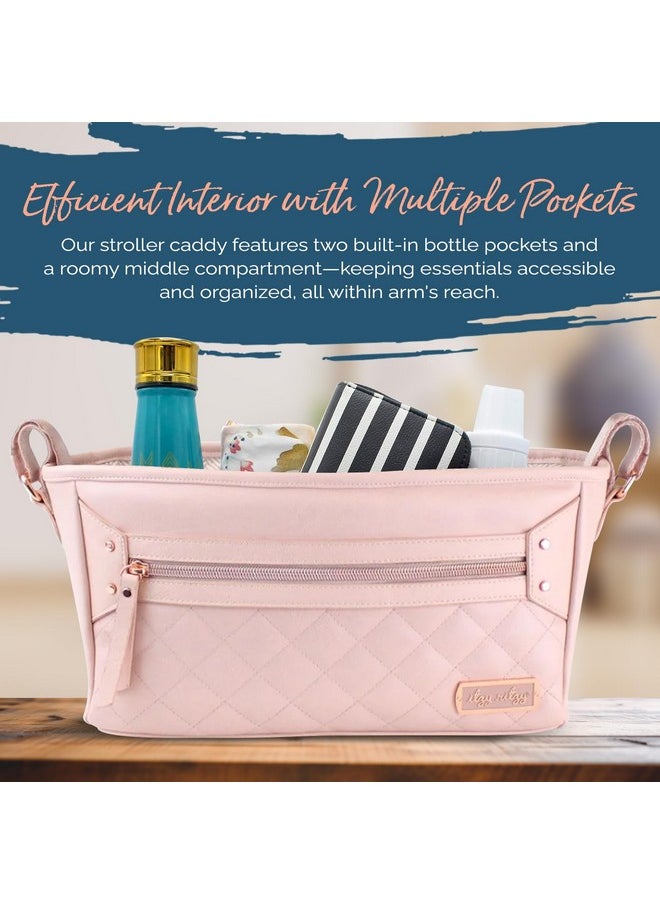 Itzy Ritzy Itzy Ritzy Adjustable Stroller Caddy/Organizer - Stroller Organizer Bag Featuring Front Zippered Pocket, 2 Built-in Interior Pockets & Adjustable Straps to Fit Nearly Any Stroller (Blush)  - Image 1