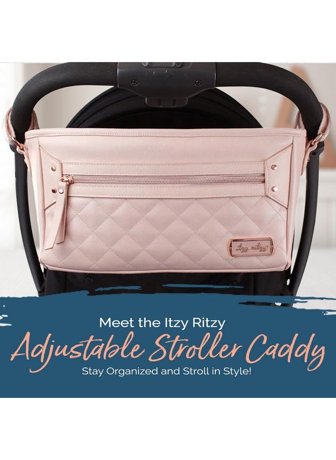 Itzy Ritzy Itzy Ritzy Adjustable Stroller Caddy/Organizer - Stroller Organizer Bag Featuring Front Zippered Pocket, 2 Built-in Interior Pockets & Adjustable Straps to Fit Nearly Any Stroller (Blush)  - Image 3