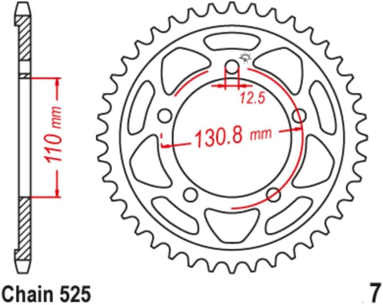 Yurefax 525 44T Motorcycle Rear Sprocket Gear - Image 2