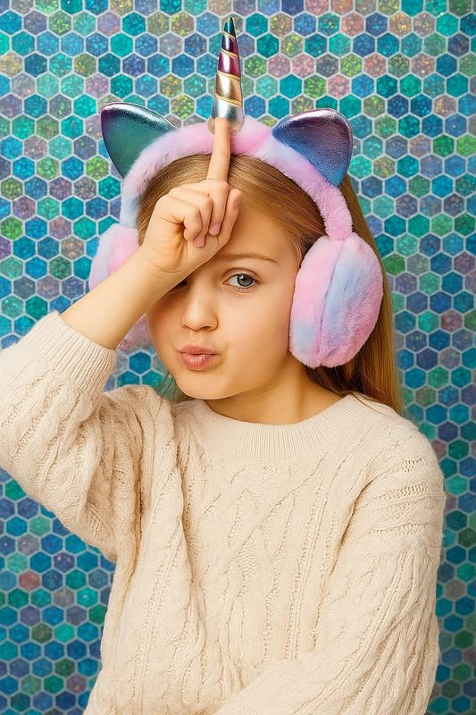 Krystle Magical Unicorn Earmuffs for Kids (Pink,Free Size) - Image 3