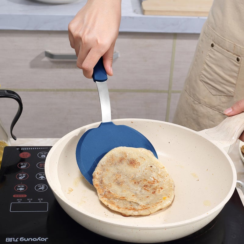 To encounter 5 Pieces Silicone Spatula Set  Non-Stick Silicone Turner Spatulas  Heat Resistance Cooking Utensils  Flip Turner for Fish  Egg  Pancake  Navy Blue - Image 4