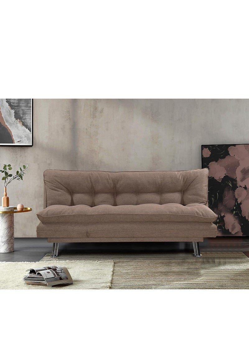 KARNAK Karnak Home Amos Sofa Cum Bed Sleeping Fabric Sofa Three Seat Sofabed Modern Design Living Room Sofa Brown 180X110X75 Cm  - Image 1