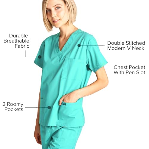 Dagacci Medical Uniform Scrubs Medical Uniform Women and Man Scrubs Set Medical Scrubs Top and Pants, Hospital Green, X-Large - Image 5