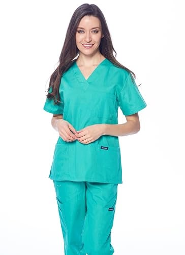 Dagacci Medical Uniform Scrubs Medical Uniform Women and Man Scrubs Set Medical Scrubs Top and Pants, Hospital Green, X-Large - Image 4