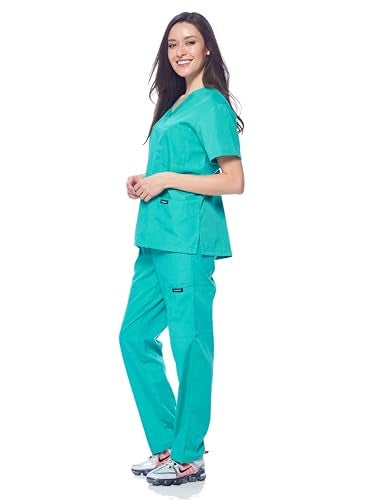 Dagacci Medical Uniform Scrubs Medical Uniform Women and Man Scrubs Set Medical Scrubs Top and Pants, Hospital Green, X-Large - Image 3