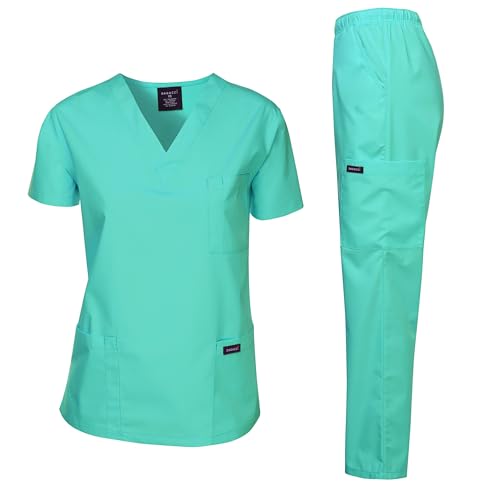 Dagacci Medical Uniform Scrubs Medical Uniform Women and Man Scrubs Set Medical Scrubs Top and Pants, Hospital Green, X-Large - Image 1