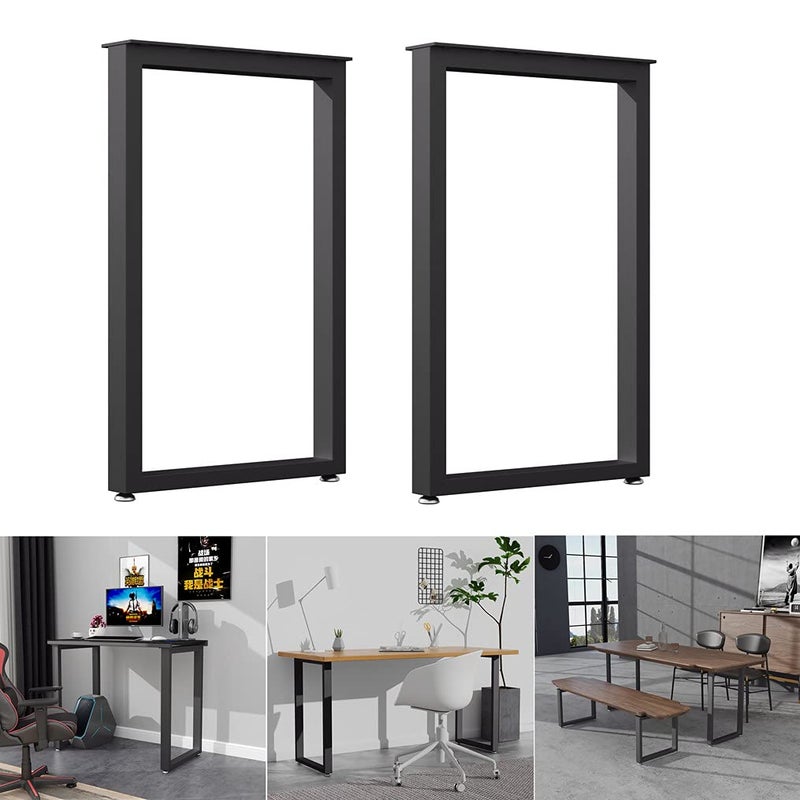 HOMEKAYT HOMEKAYT Black Industrial Metal Table Legs 28H Heavy Duty Adjustable Set of 2 for Office Dining Coffee Computer TV DIY Tables  - Image 1