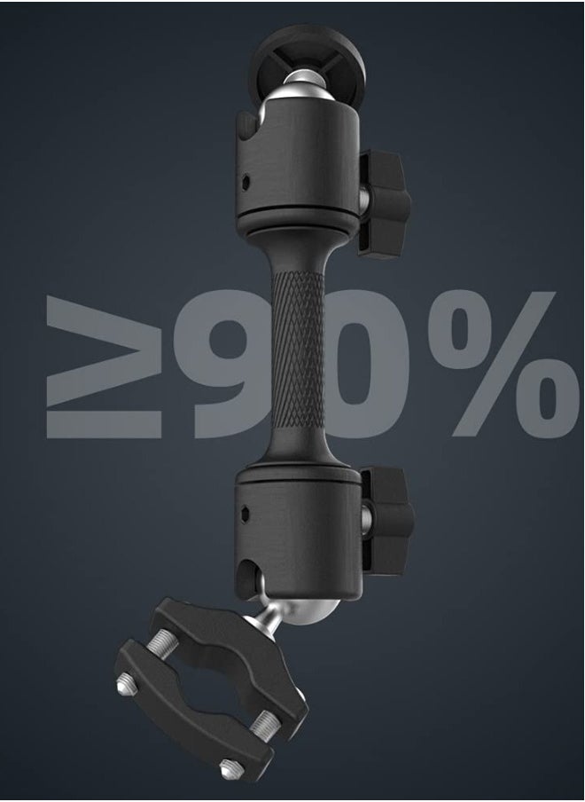 ماركة غير محددة - جدلة مزدوجة كروية دوارة لتركيب الموتوسيكلات على Insta360 One X2، GoPro Hero 10/9/8/7/6/5، SJCAM، Campark، Crosstour، DJI Osmo Action 2 - ملحق كاميرا متعدد الاستخدامات، أسود - Image 1