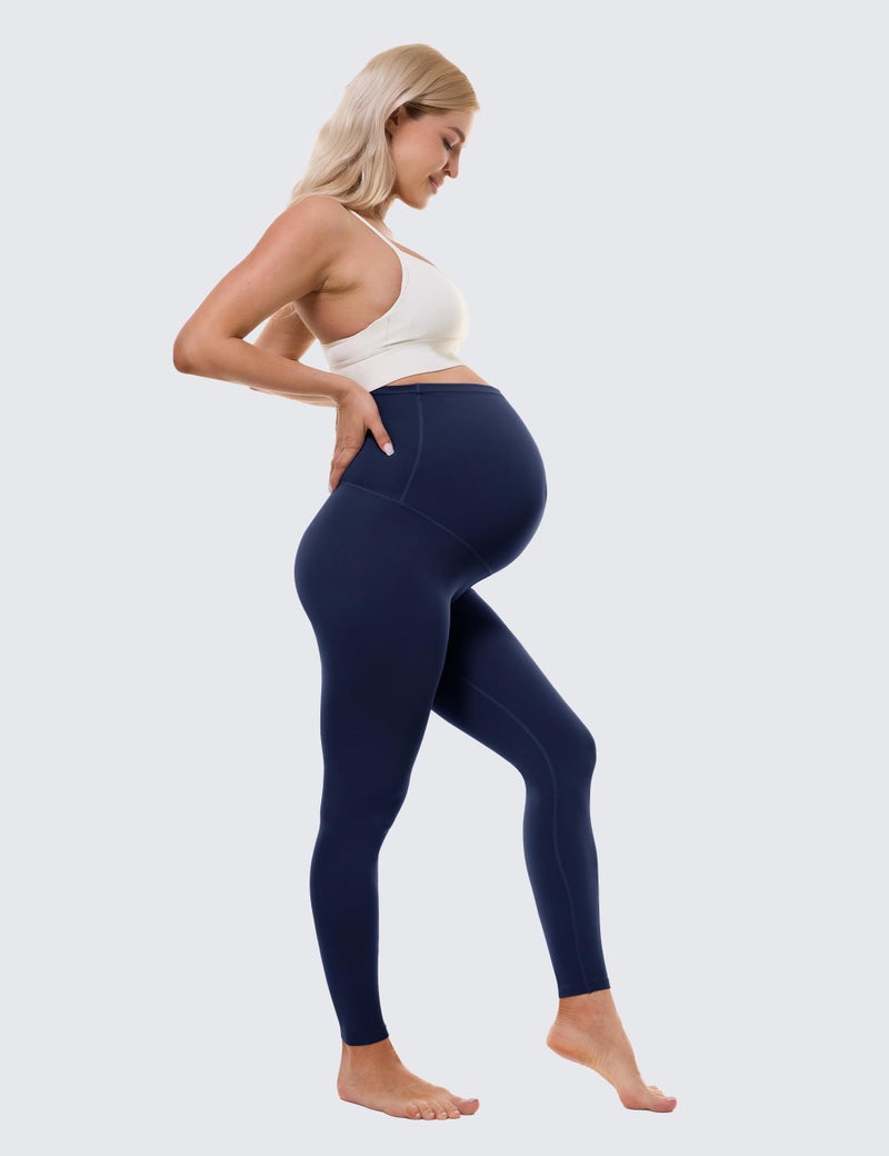 Buttergene Womens Clouduxi Maternity Leggings Over The Belly 25'' Soft Workout Activewear Yoga Pregnancy Pants Clothes Navy - Image 4