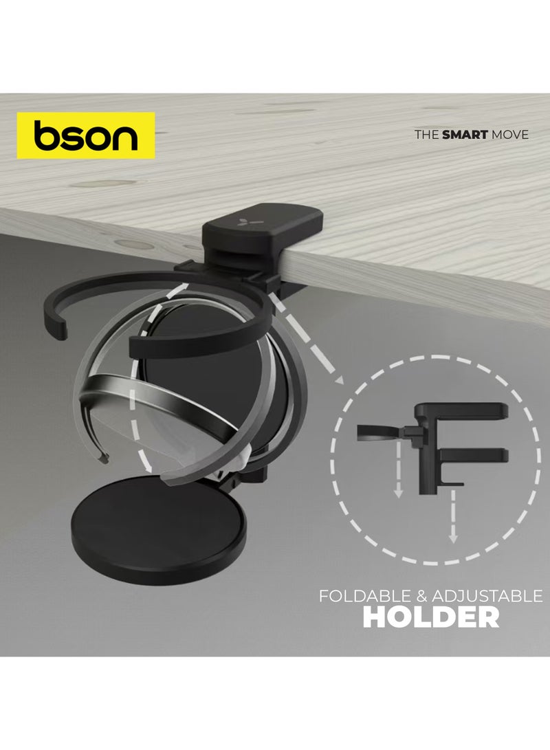 BSON Multi Use Cup Holder with Strong Clip and Adjustable Hook - Universal Fit for Strollers Desks Bikes and More - Non Slip Silicone Pad and Durable Travel Ready Design - Image 5