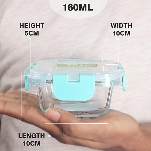 Allo Food Safe Glass Containers With Lids With Break Free Lock, Oven & Microwave Safe Containers, Borosilicate Meal Prep Glass Food Storage Containers For Kitchen, Set Of 3, 160Ml., Transparent - Image 5