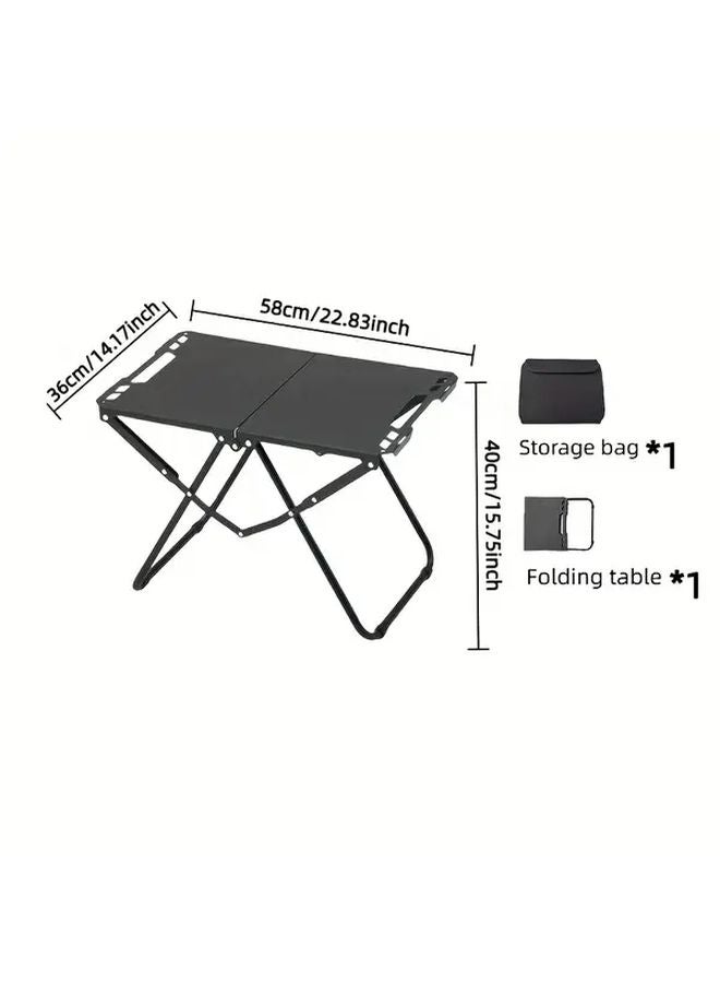 1pc Black Portable Foldable Camping Table Lightweight Sturdy Outdoor Travel Picnic - Image 2