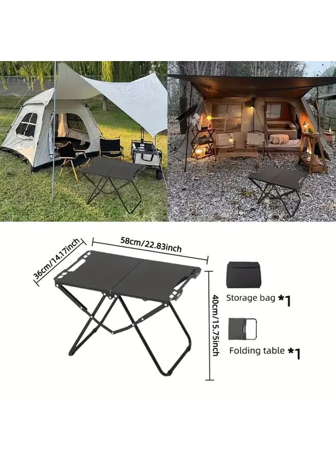 1pc Black Portable Foldable Camping Table Lightweight Sturdy Outdoor Travel Picnic - Image 3