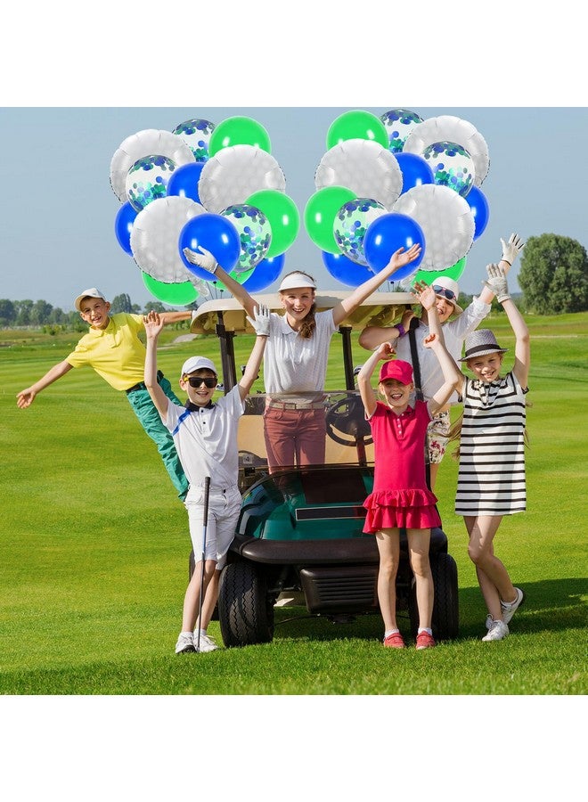 Whaline مجموعة زينة موضوع رياضة الجولف من واهلين 60 قطعة بالونات فويل جولف 18 بوصة بالونات لاتكس زرقاء داكنة وخضراء 12 بوصة بالونات كونفيتي لامعة لحفلات الزفاف وأعياد الميلاد وحفلات استقبال المواليد وزينة المنزل - Image 4