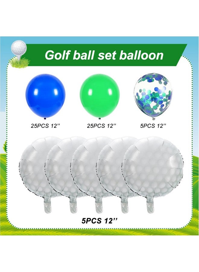 Whaline مجموعة زينة موضوع رياضة الجولف من واهلين 60 قطعة بالونات فويل جولف 18 بوصة بالونات لاتكس زرقاء داكنة وخضراء 12 بوصة بالونات كونفيتي لامعة لحفلات الزفاف وأعياد الميلاد وحفلات استقبال المواليد وزينة المنزل - Image 2