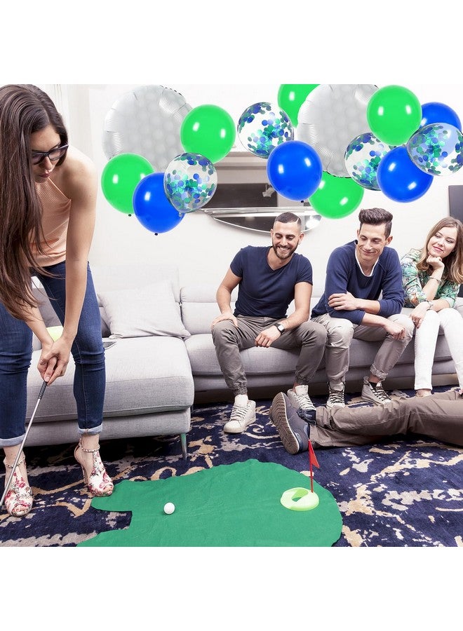 Whaline مجموعة زينة موضوع رياضة الجولف من واهلين 60 قطعة بالونات فويل جولف 18 بوصة بالونات لاتكس زرقاء داكنة وخضراء 12 بوصة بالونات كونفيتي لامعة لحفلات الزفاف وأعياد الميلاد وحفلات استقبال المواليد وزينة المنزل - Image 5
