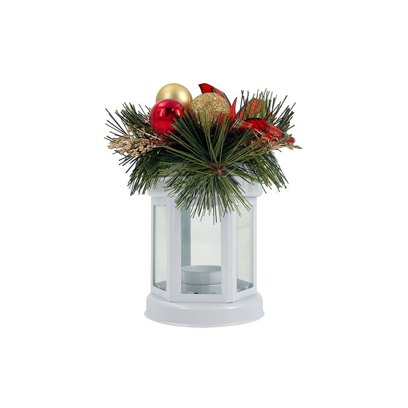 CHRISTMAS MAGIC Decorated Lantern Candle Holder White - Image 2