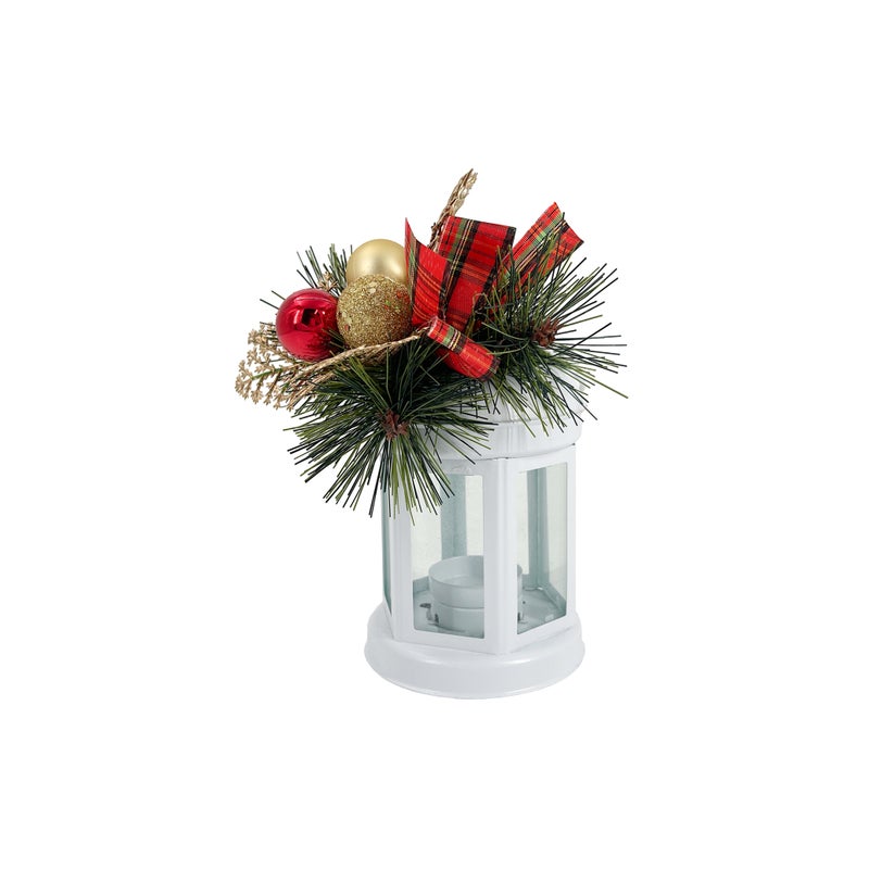 CHRISTMAS MAGIC Decorated Lantern Candle Holder White - Image 4