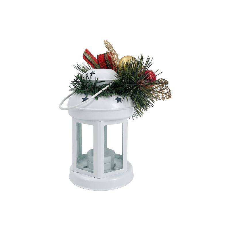 CHRISTMAS MAGIC Decorated Lantern Candle Holder White - Image 5