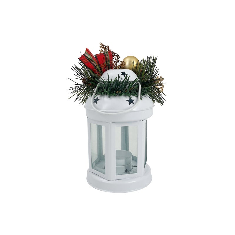 CHRISTMAS MAGIC Decorated Lantern Candle Holder White - Image 3