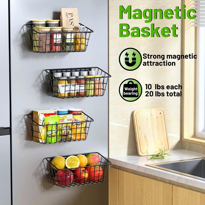 Ofiray-home Magnetic Shelf for Fridge, Seasoning Organizer with Strong Magnets for Kitchen Storage Organization, Moveable Magnetic Spice Rack for Refrigerator, Whiteboard, Kitchen Counter, Cabinet - Image 2