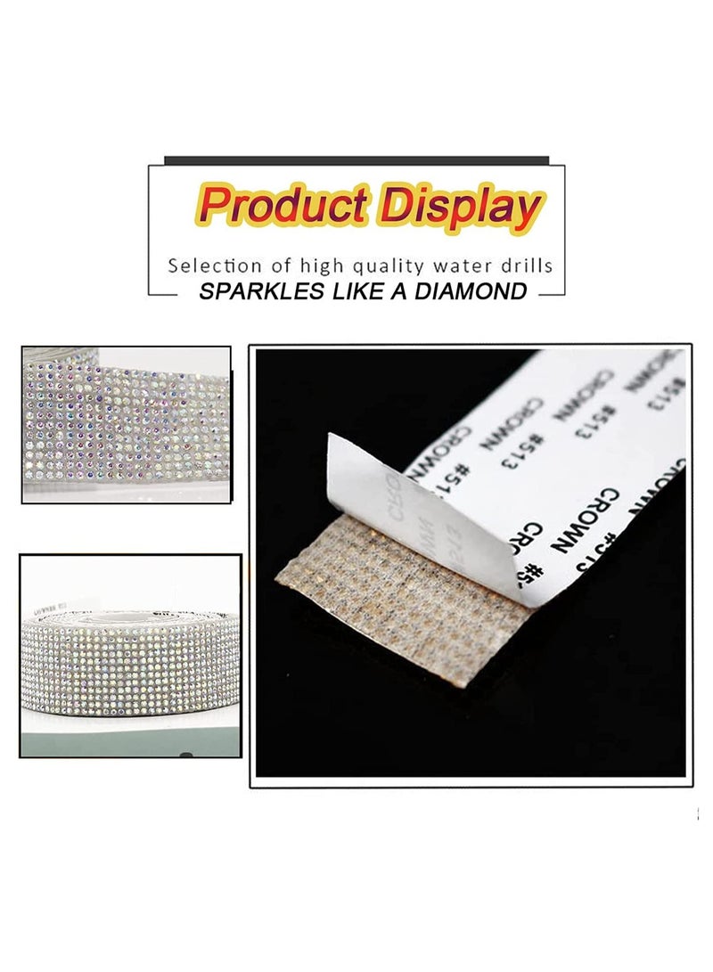 Self Adhesive Crystal Rhinestone Diamond Ribbon,Bling Crystal Rhinestones Sticker DIY Car Decoration Sticker Glitter Rhinestones Gem Stickers 4Rolls/4Yards - Image 3