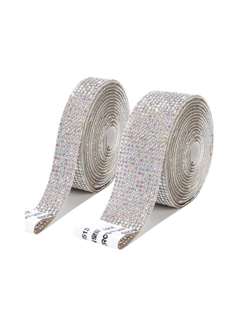 Self Adhesive Crystal Rhinestone Diamond Ribbon,Bling Crystal Rhinestones Sticker DIY Car Decoration Sticker Glitter Rhinestones Gem Stickers 4Rolls/4Yards - Image 1