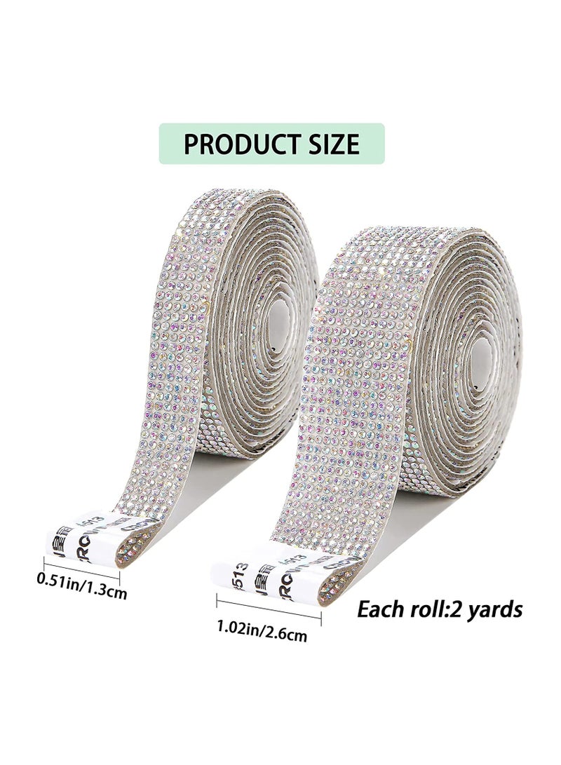 Self Adhesive Crystal Rhinestone Diamond Ribbon,Bling Crystal Rhinestones Sticker DIY Car Decoration Sticker Glitter Rhinestones Gem Stickers 4Rolls/4Yards - Image 5