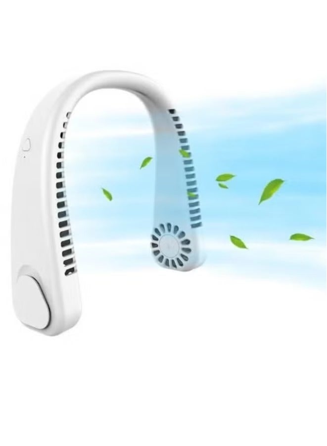 TIGER Portable Neck Fan, Hands-Free Bladeless Fan, Rechargeable, Adjustable 3 Speeds, Personal Cooling Fan for Summer, Lightweight, Battery Operated, Wearable Fan - White - Image 3