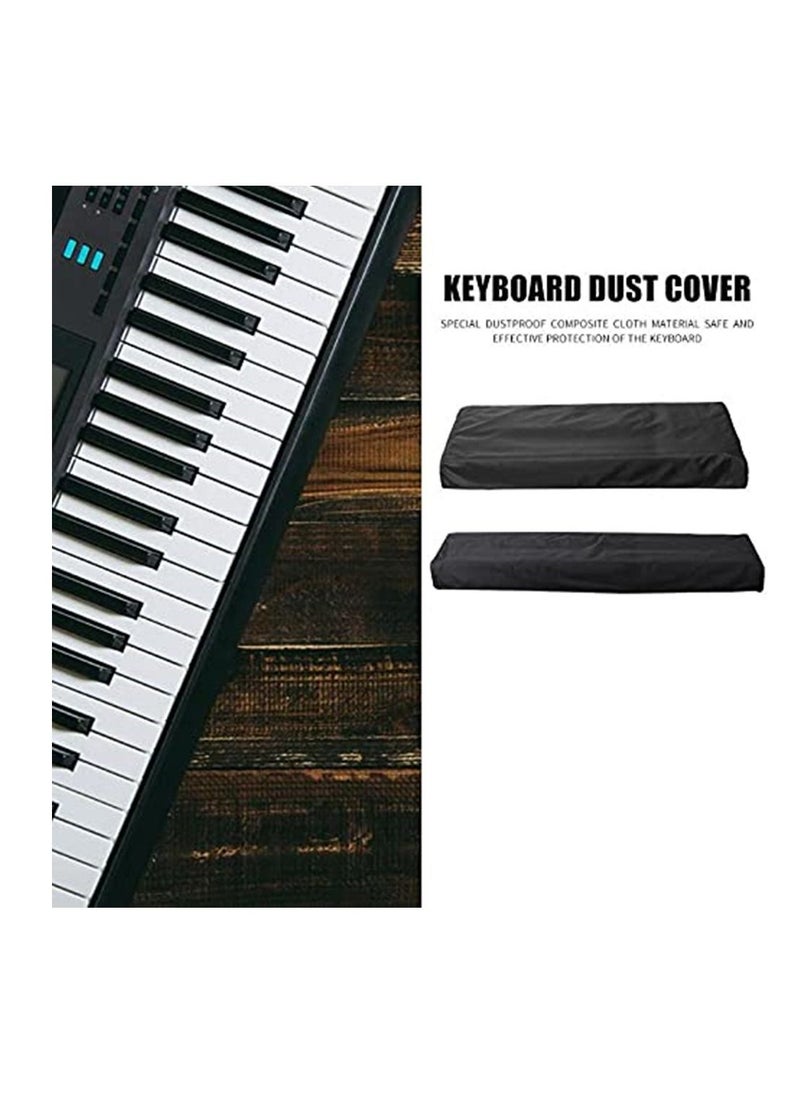 null - 61 Keys Piano Keyboard Dust Cover Adjustable Electric Piano Keyboard Covers for Digital Electric Pianos Full Cover Elastic Lock Music keyboard Protector Cover (Black) - Image 1