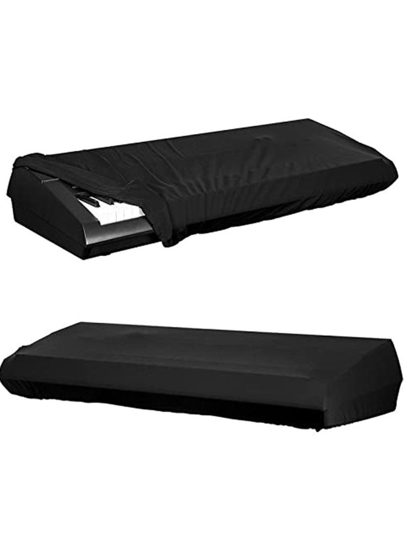 null - 61 Keys Piano Keyboard Dust Cover Adjustable Electric Piano Keyboard Covers for Digital Electric Pianos Full Cover Elastic Lock Music keyboard Protector Cover (Black) - Image 1