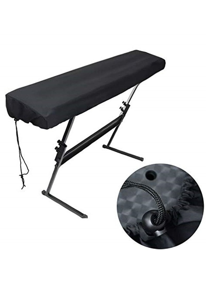 null - 61 Keys Piano Keyboard Dust Cover Adjustable Electric Piano Keyboard Covers for Digital Electric Pianos Full Cover Elastic Lock Music keyboard Protector Cover (Black) - Image 1