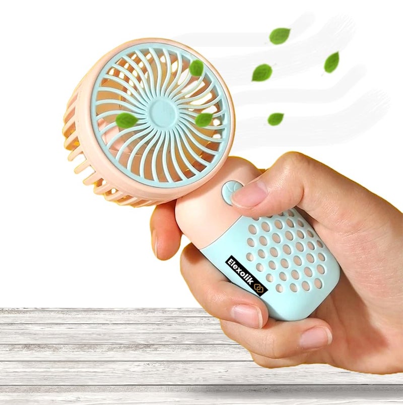 Elexolik Portable Mini Fan Rechargeable Handy Fan with High Speed On/Off Switch 2000mAh Battery, Lightweight Design and Easy Portability for Indoor and Outdoor Use (Color May Vary) - Image 1