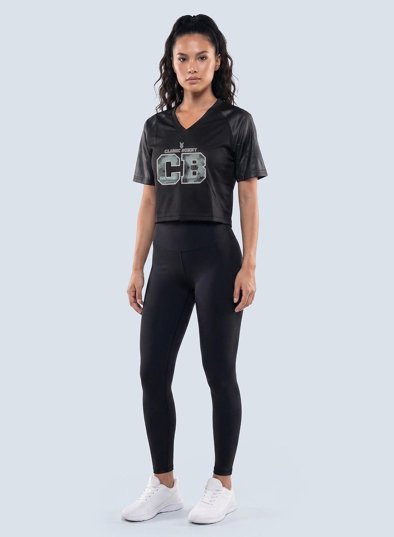 Cardio Bunny Women's Regular Fit Crop Varsity Tee With Raglan Sleeve - Image 3