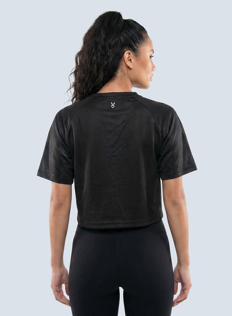 Cardio Bunny Women's Regular Fit Crop Varsity Tee With Raglan Sleeve - Image 5