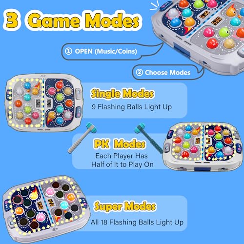 Pafolo Whack Game MoleToys for 3 Year OldBirthday Gifts for 3 4 5 6 Year old BoysBoys Toys Age 3Toddler Gifts2 Player Game ToyLarger 1115in Whack Toy with 5 Modes9 Speeds54 Levels and LightSounds - Image 5