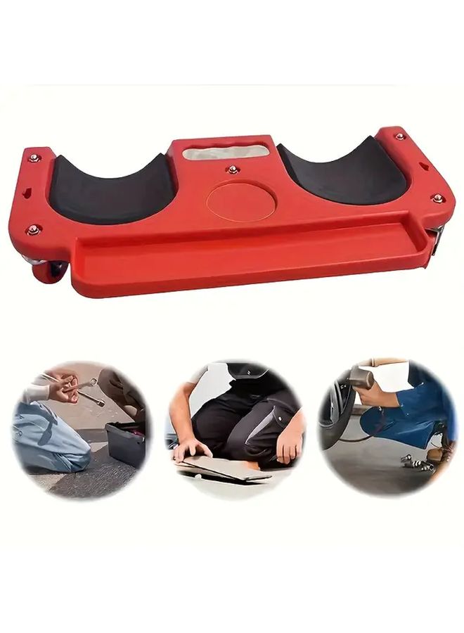 Universal Rolling Knee Creeper With Durable Red Knee Pads 360 Degree Swivel Wheels And Tool Tray Multi Purpose ABS Wheelchair Kneeling Platform 5 Swivel Casters Comfortable Black Kneeling Pad Mechanics Carpenters Flooring Auto Repair - Image 3