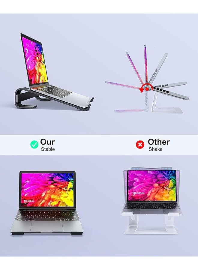 إيروريكس حامل كمبيوتر محمول للمكتب، حامل كمبيوتر محمول قوي وجيد التهوية، حامل كمبيوتر محمول من الألومنيوم مريح، متوافق مع أجهزة Macbook Pro Air مقاس 12 13 15.6 17 بوصة، HP Dell، حامل كمبيوتر تبريد للعمل - Image 5