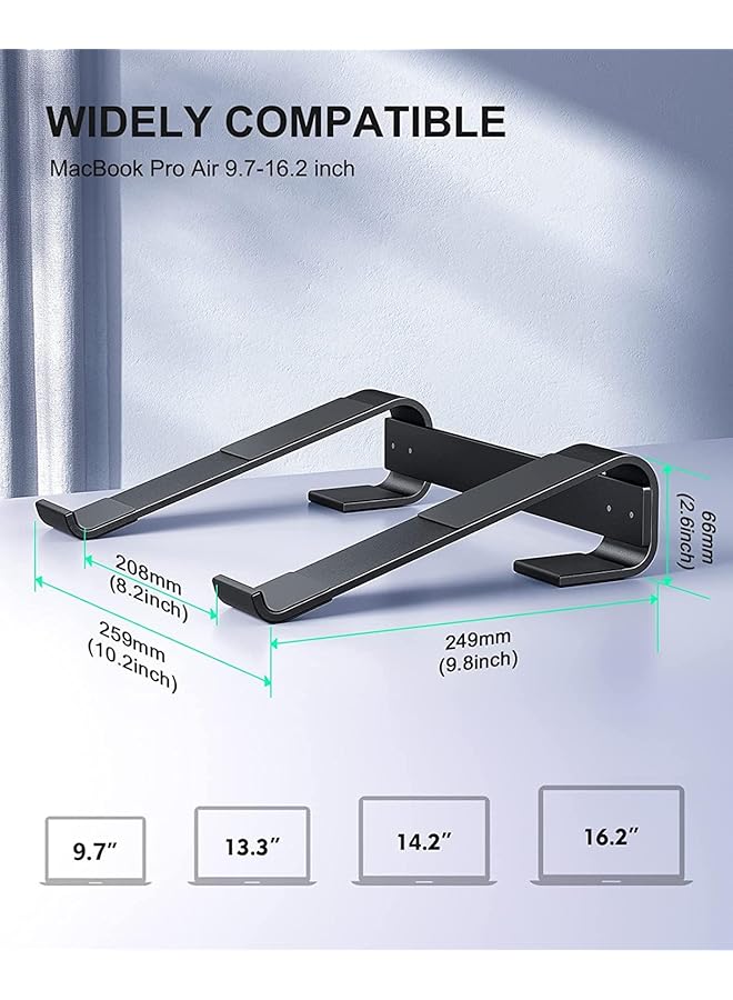 إيروريكس حامل كمبيوتر محمول للمكتب، حامل كمبيوتر محمول قوي وجيد التهوية، حامل كمبيوتر محمول من الألومنيوم مريح، متوافق مع أجهزة Macbook Pro Air مقاس 12 13 15.6 17 بوصة، HP Dell، حامل كمبيوتر تبريد للعمل - Image 3