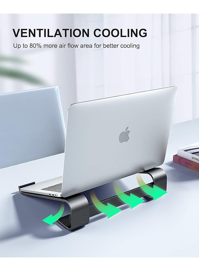 إيروريكس حامل كمبيوتر محمول للمكتب، حامل كمبيوتر محمول قوي وجيد التهوية، حامل كمبيوتر محمول من الألومنيوم مريح، متوافق مع أجهزة Macbook Pro Air مقاس 12 13 15.6 17 بوصة، HP Dell، حامل كمبيوتر تبريد للعمل - Image 4