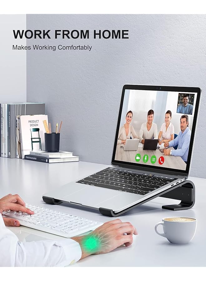 إيروريكس حامل كمبيوتر محمول للمكتب، حامل كمبيوتر محمول قوي وجيد التهوية، حامل كمبيوتر محمول من الألومنيوم مريح، متوافق مع أجهزة Macbook Pro Air مقاس 12 13 15.6 17 بوصة، HP Dell، حامل كمبيوتر تبريد للعمل - Image 2