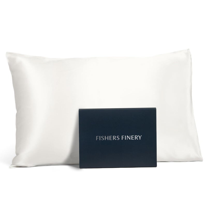 Fishers Finery 25mm 100% Pure Mulberry Silk Pillowcase (White Queen) - Image 1