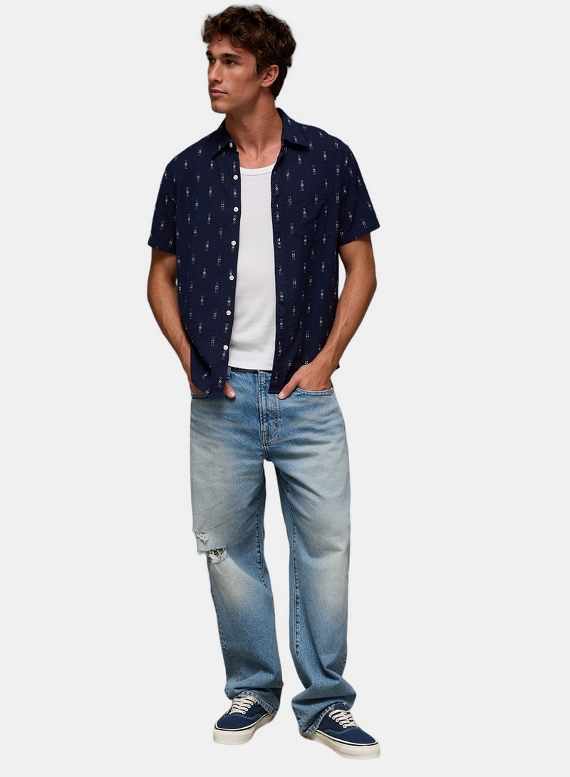 American Eagle AE Short-Sleeve Button-Up Shirt - Image 1
