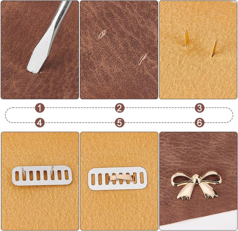 klarako 18 Sets Bow Decorative Clip Buckles, 9 Styles Bag Cover Wallet Decoration Clasps with Shims Women Dress Sweater Jewlery Crafts Boot Embellishment No-Sewing Bowknot Button for Jacket Coats - Image 4