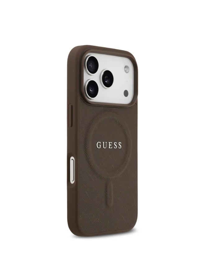 GUESS iPhone 17 Pro and 17 Pro Max Case - Guess MagSafe PU Saffiano Leather With Classic Logo - Image 1