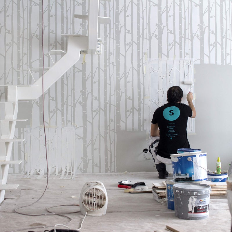 STENCILITÂ® Birch Forest Wall Stencil - XL Stencil 24x37 in, Tree Wall Stencils for Painting Large Pattern, Modern Large Wall Stencils Boho - Image 3