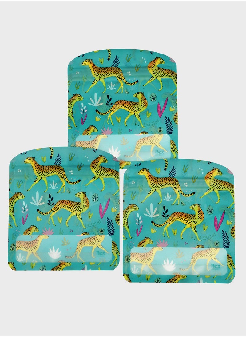Rex London - Set Of 3 Cheetah Snack Bags - Image 1