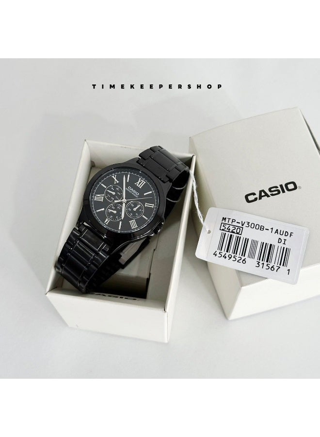 CASIO Analog Round Waterproof Wrist Watch With Stainless Steel MTP-V300B-1AUDF - Image 1