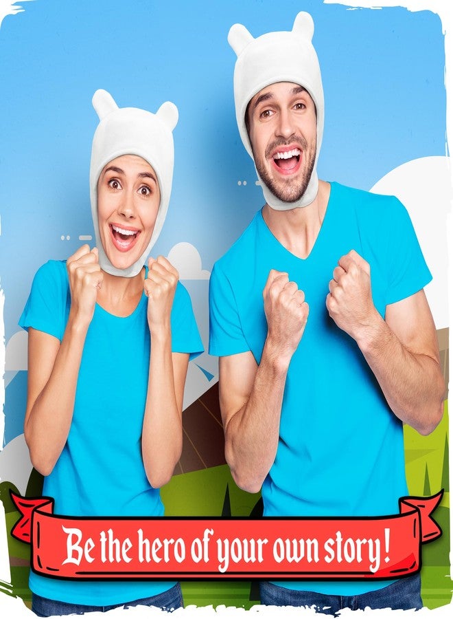 Zadin Adventure-Time Merch, Finn Hat, Fionna Finn the Human Costume Cosplay, White Bunny Hat, Fiona and Cake Toys Merchandise (White) - Image 2
